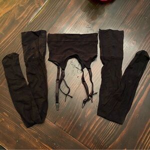 Black garter belt and stockings one size